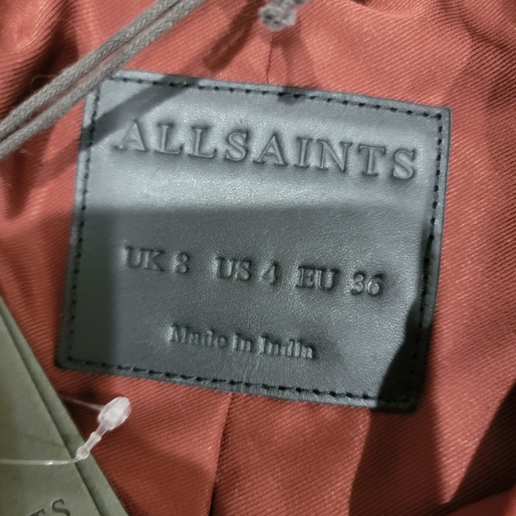 All Saints Balfern Leather Biker Jacket Fire Red Moto Burgundy Maroon Size 4 - Picture 7 of 7